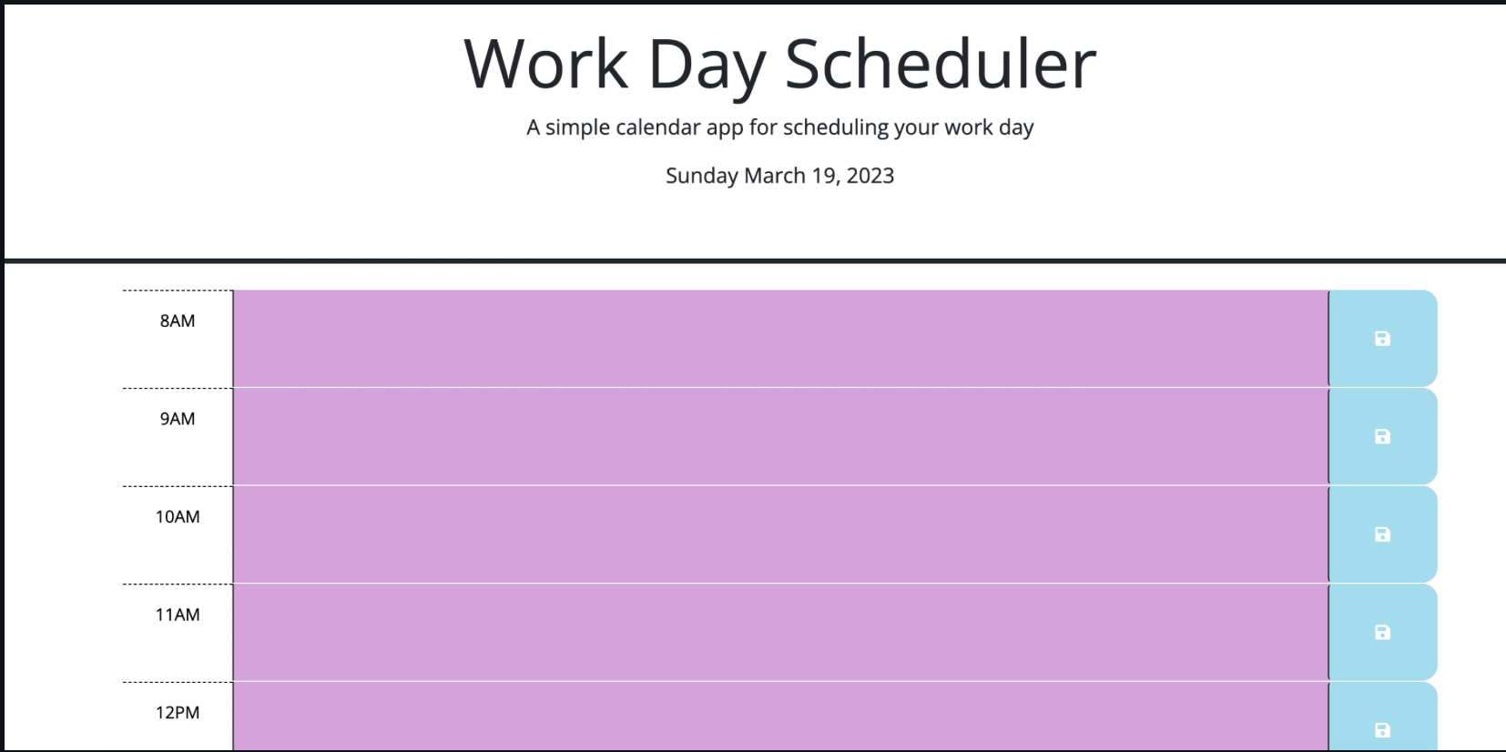 Work Day Scheduler Project